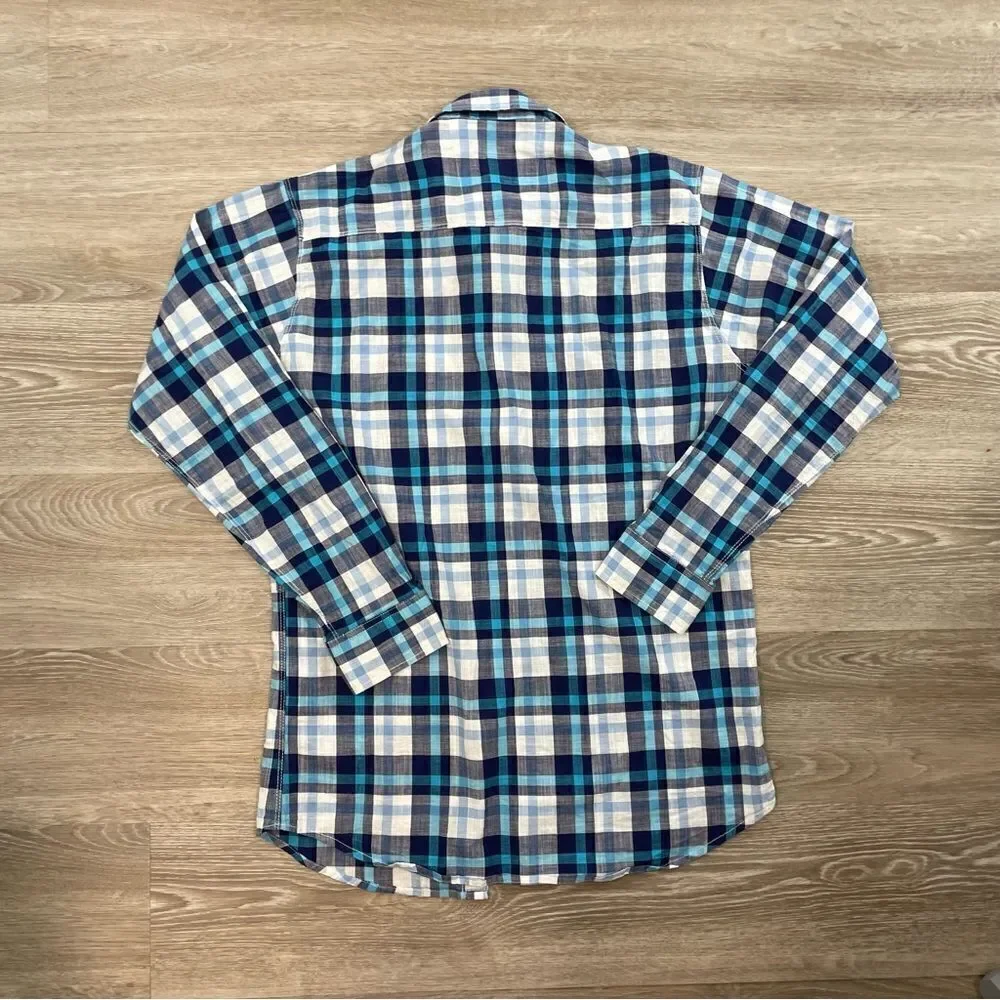 GANT Manor Cord Fitted Blue Plaid Cotton Lightweight Summer Casual Shirt XL - Picture 2 of 6